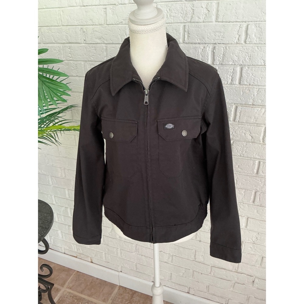 Dickies 67 Collection Jacket Women S Black Excellent Canvas Workwear Full Zip
